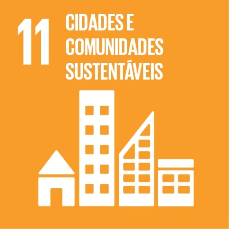 Logo ODS 11 Cidades e comunidades sustentáveis
